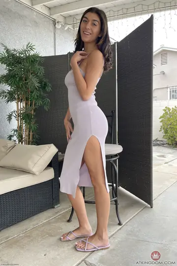 Slim Brunette with Tattoo Spreads Her Pussy Outdoors