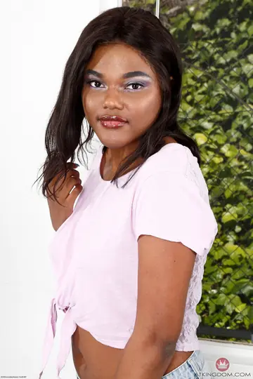 Ebony BBW Pulls Down Her Shorts to Spread Her Shaved Pussy