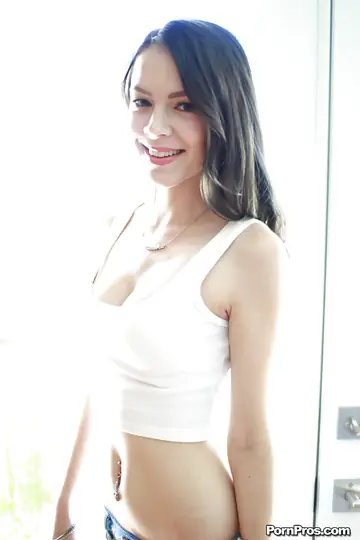 Chloe Riley – Brunette in a Skirt and Lingerie Spreads Her Legs Wide
