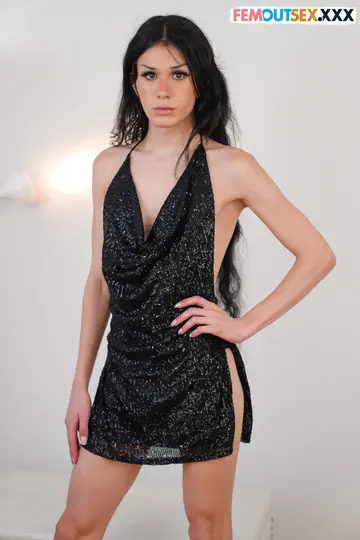 Slim Trans Woman Undresses and Kisses Her Partner in the Bedroom