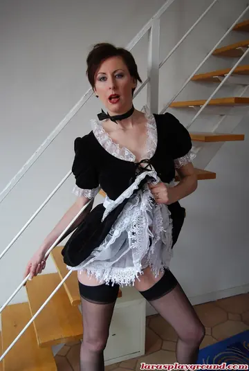 Lara Latex – Tall British Maid in Stockings Takes Anal Doggy and a Facial