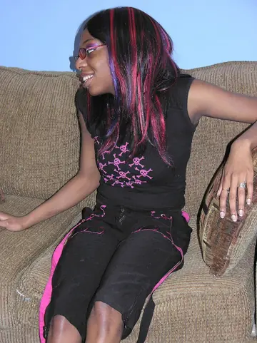 Ebony Babe with Big Tits Wears Glasses and Toys Her Pussy