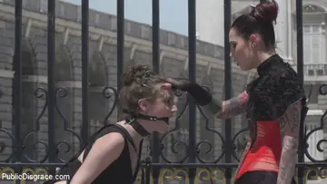 Aragne Spicy – Tattooed MILF in a Skirt Endures Public Bondage and Gangbang