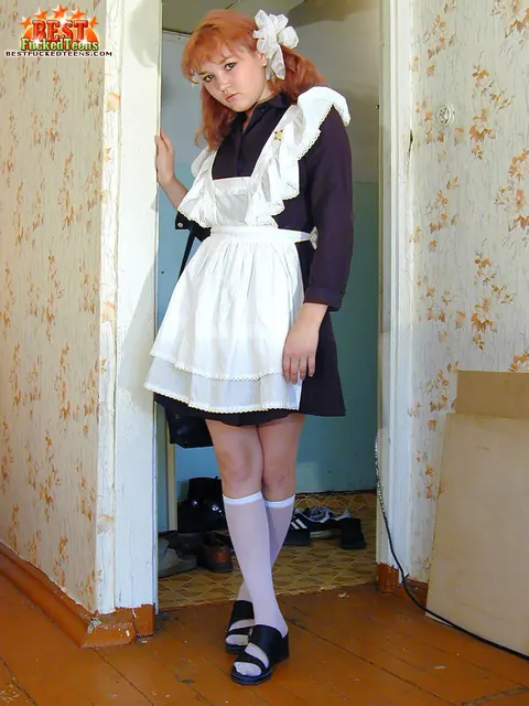 Redhead in Uniform Masturbates Then Gets Fucked – photo 1 of 18
