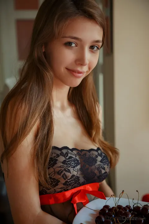 Mila Azul: Slim Brunette in Lingerie Masturbates with a Dildo – photo 3 of 16