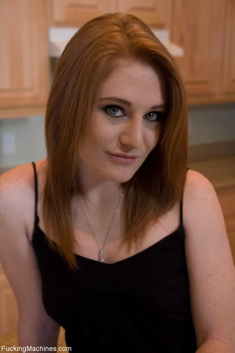 Lucy Fire: Petite Redhead Tests a Sex Machine on the Kitchen Counter – photo 1 of 21