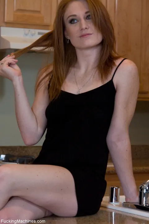 Lucy Fire: Petite Redhead Tests a Sex Machine on the Kitchen Counter – photo 2 of 21