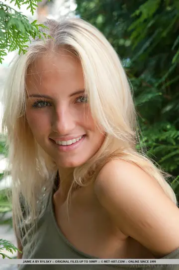 Jaime A – European Blonde Strips Naked and Spreads Her Hairy Pussy Outdoors