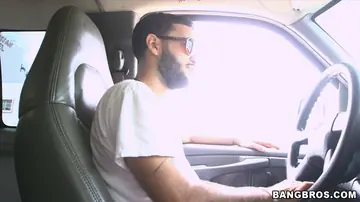 Megan Matthews – Tanned Brunette Fucks in a Van Outdoors