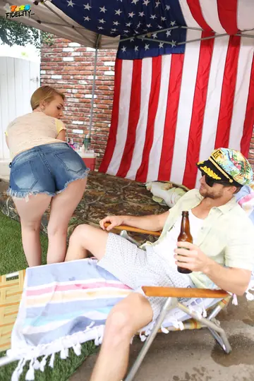Petite Blonde Rides Cock and Takes Anal Doggy Outdoors