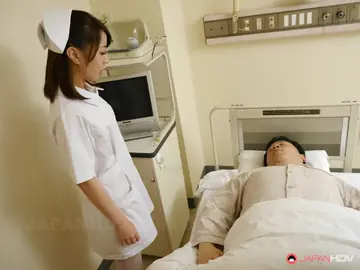 Asian Nurse in Uniform Gives a Blowjob and Takes a Cumshot