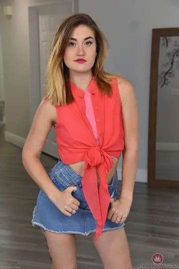 Kat Monroe – Redhead with Small Natural Tits and Tattoo Spreads Her Pussy