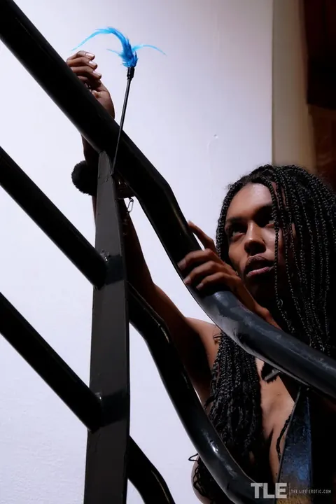 Busty Ebony Woman Masturbates While Cuffed – photo 7 of 16