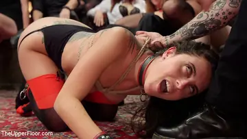 Karlee Grey – Busty Brunette in Stockings Takes Anal and Jizz at Group Party