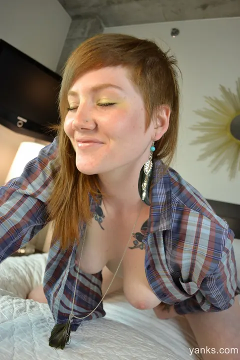 Pale Busty Brunette Masturbates with a Dildo – photo 9 of 17