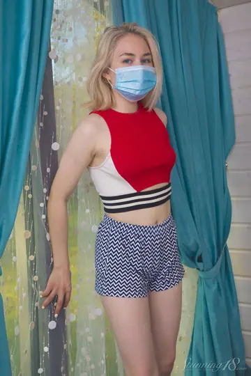 Maya Stone – Blonde Strips Out of Her Shorts and Panties to Finger Her Pussy