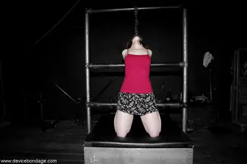 Sabrina Sparx – Petite Redhead MILF Undresses While Bound to Metal Frame