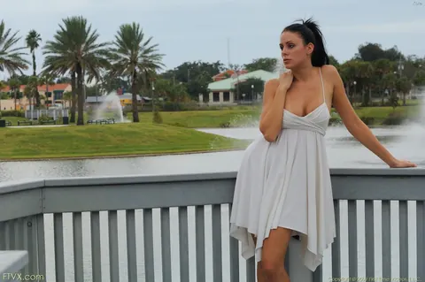 Tall Brunette Has a Threesome Outdoors in High Heels – photo 8 of 20