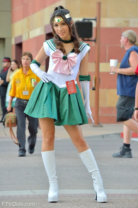Melody Wylde: Asian Brunette in Costume Plays with Anal Dildo Outdoors – photo 8 of 20
