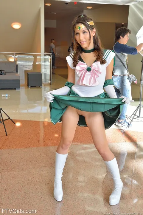 Melody Wylde: Asian Brunette in Costume Plays with Anal Dildo Outdoors – photo 11 of 20