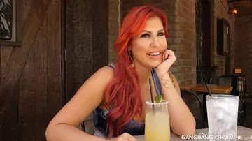 Busty Redhead Takes a Rough Gangbang and a Creampie