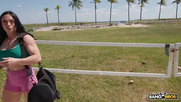 Busty Athletic Woman Rides BBC Outdoors