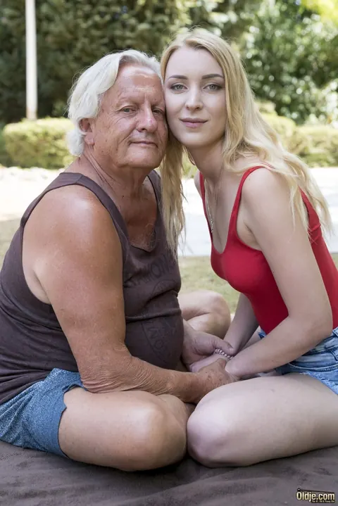Amaris: Slim Blonde in a Bodysuit Rides Her Partner Outdoors – photo 2 of 21