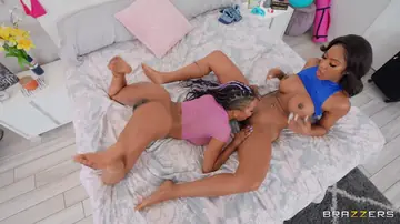 Demi Sutra – Ebony Brunette with Big Tits Rides in a Threesome