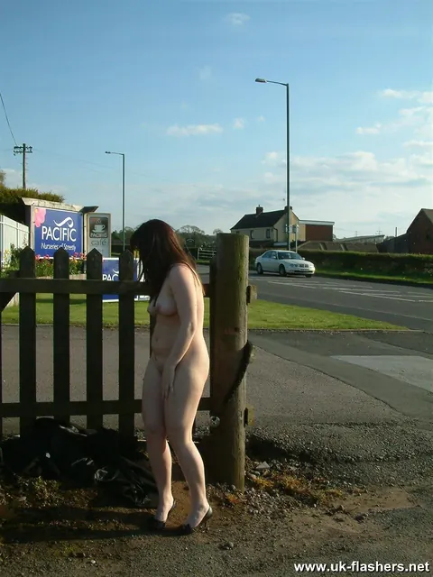 BBW Brunette Strips Nude Outdoors in Heels – photo 16 of 16