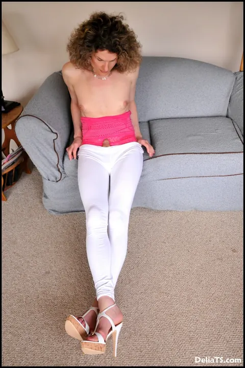Trans Woman Strips Nude and Poses on Her Back – photo 13 of 15