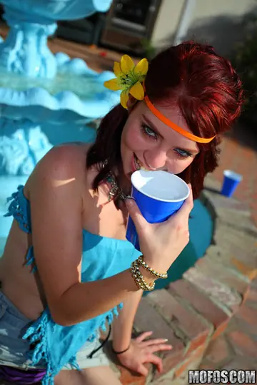 Jessi Palmer – Brunette in Glasses and Redhead Strip Out of Their Shorts at Outdoor Party
