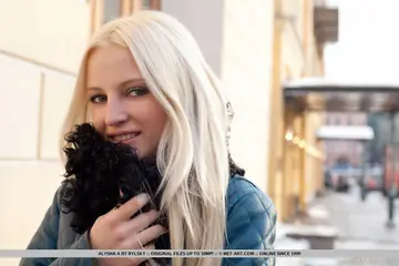 Alysha A – Tall European Blonde Strips and Spreads by the Pool