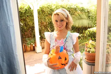 Ashley Coda – Blonde MILF Plays with a Dildo Outdoors on Halloween