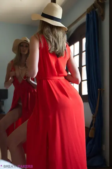 Rebecca Leah – Tall Blonde British Model Strips Off Her Thong and Spreads in the Bedroom