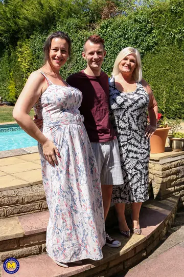 Lacey Starr – Busty British MILFs Share a Guy Outdoors in a Threesome