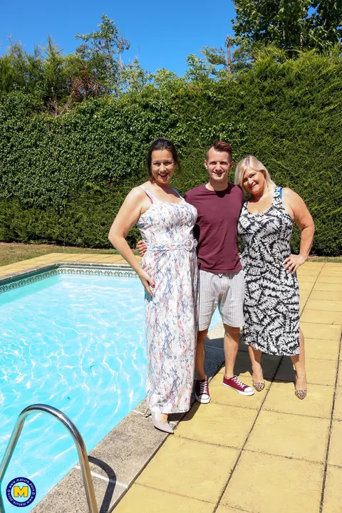 Eva Jayne: Busty British MILFs Share a Guy Outdoors in a Threesome – photo 3 of 16
