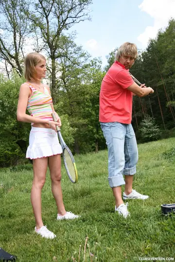 Skinny Short-Haired Blonde Gives a Blowjob and Takes a Facial Outdoors
