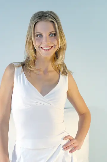 Tall Czech Blonde Lifts Her Skirt and Spreads Her Pussy