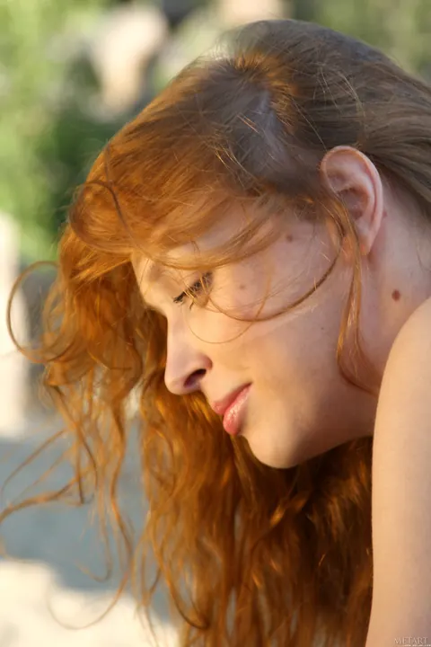 Asprid A: Redhead in Stockings Spreads Her Legs Outdoors – photo 1 of 21