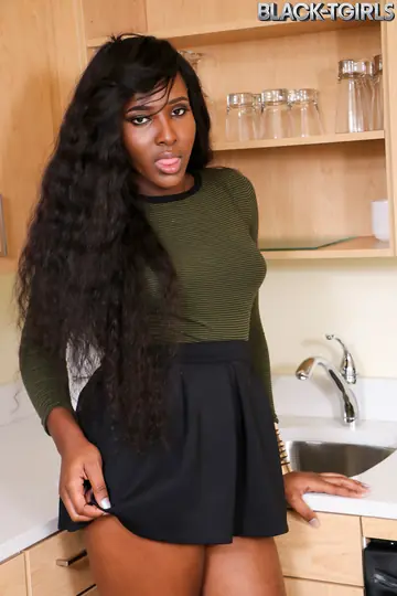 Thick Trans Woman Shows Her Shaved Cock and Big Ass