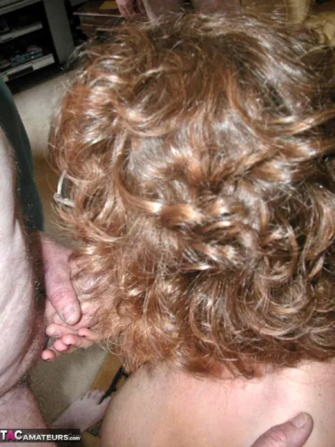 Curvy Claire: Chubby Redhead MILF in Glasses Sucks Cock and Swallows Cum – photo 12 of 20
