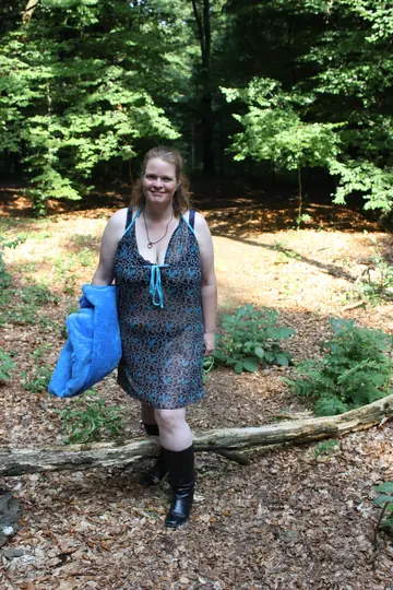 German BBW Masturbates with Dildos Outdoors