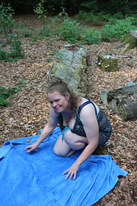 German BBW Masturbates with Dildos Outdoors – photo 2 of 21