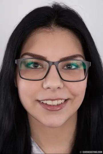 Czech Brunette Strips Out of Her Lingerie with Glasses On