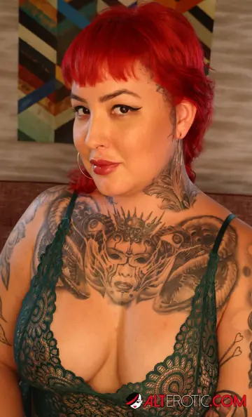 Thick Redhead with Big Tits Strips Off Her Lingerie and Spreads Her Legs