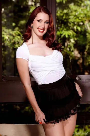 Melody Jordan – Tall Redhead Strips Out of Her Skirt and Uses a Dildo