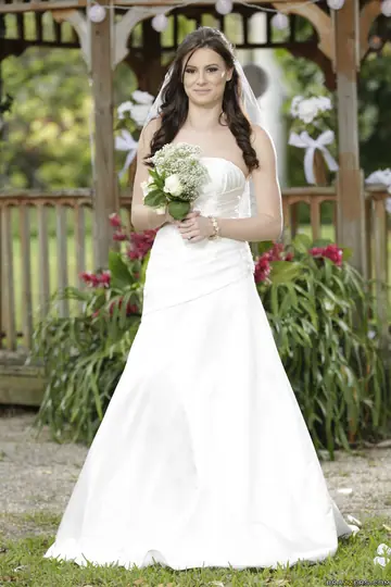 Slim Bride Strips Out of Her Wedding Dress Outdoors