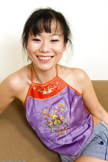 Petite Asian MILF Strips Out of Her Shorts and Fingers Her Pussy