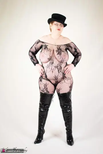 Posh Sophia – Mature Blonde in Leather Lingerie and Boots Shows Off Her Big Tits