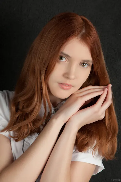 Orabelle Koivu: Redhead in Fishnet Stockings Spreads Her Hairy Pussy – photo 1 of 20